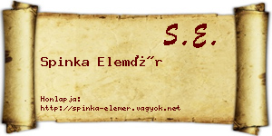 Spinka Elemér névjegykártya